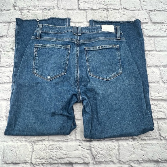 PAIGE Leenah Ankle Size 29 Jeans High Rise Raw Hem Stretch Wide Leg - Picture 10 of 11